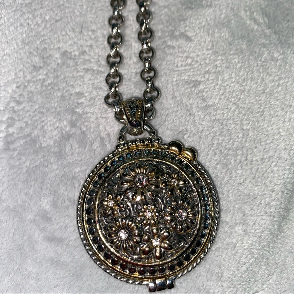 Silver and gold locket necklace
